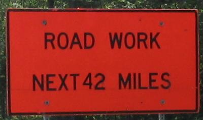 Road work next 42 miles